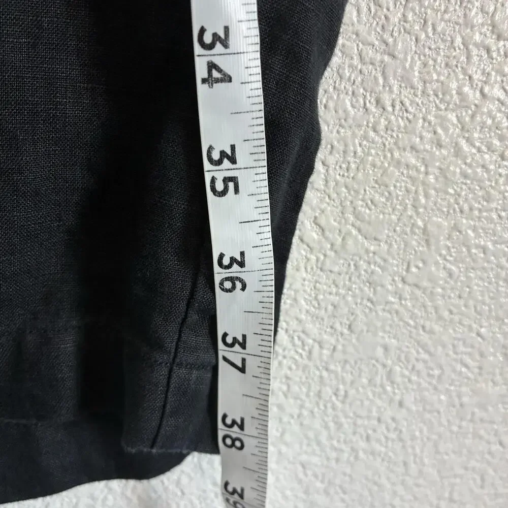 Quince Linen Pants Womens XL Black Wide Leg Elastic Waist Relaxed Pull On Casual